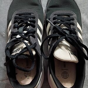 Adidas Run 70s Black And White White Stripes.